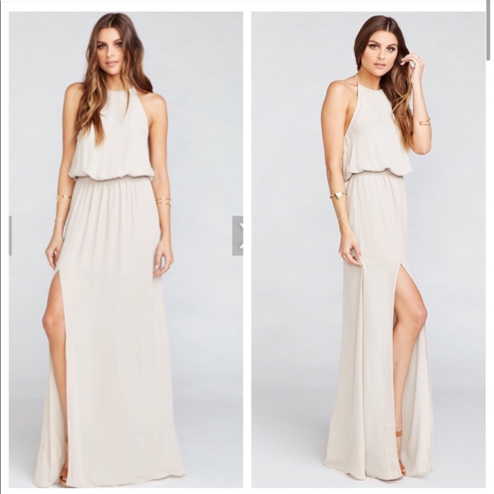 Show Me Your MuMu Cream Heather Halter Maxi Dress